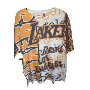Mitchell & Ness Los Angeles Lakers All Over Print T-Shirt Mens XL NWT NBA